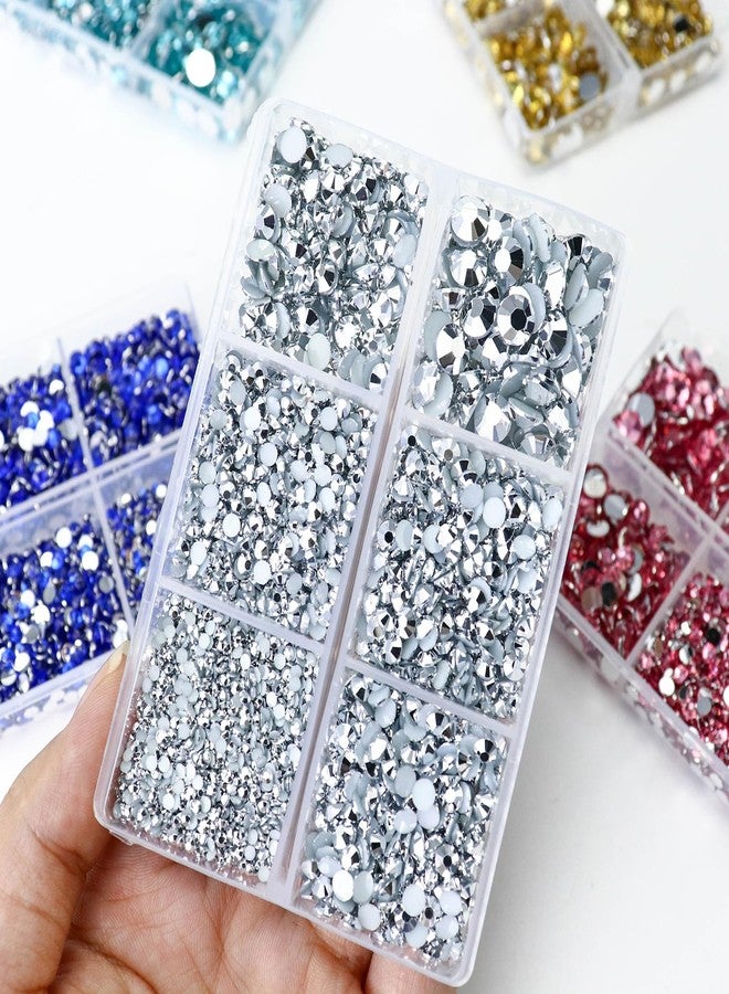 Briskbloom 10000PCS Mine Silver Rhinestones for Crafts Shoes Clothes, Silver Flatback Nail Rhinestones, Flat Back Diamond Tumbler Bedazzling Kit, Mixed 2/3/4/5/6mm Glue Fix Rhinestone Gems - Image 2